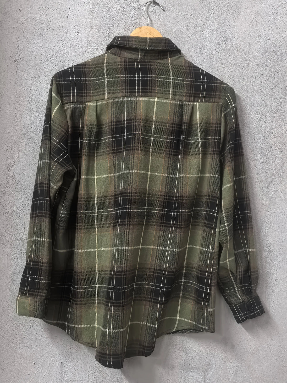 Women's army green longline checked shirt