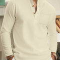 Men's khaki textured henley shirt
