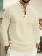 Men's white textured henley shirt