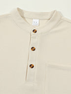 Men's black textured henley shirt