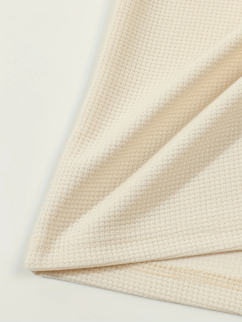 Men's khaki textured henley shirt