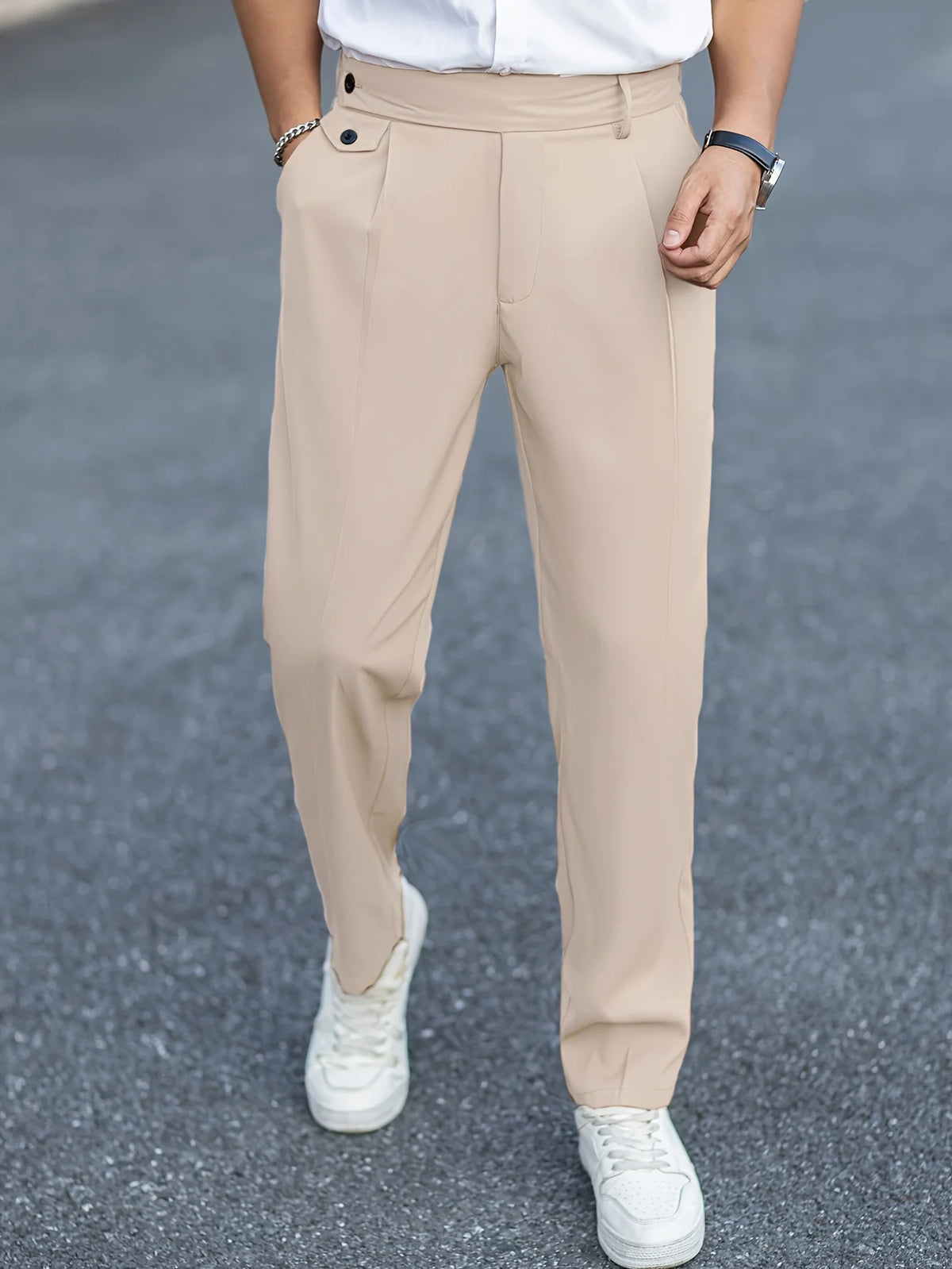 Men's apricot relaxed tailored trousers