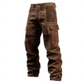 Men's brown multi-pocket cargo trousers for everyday winter wear