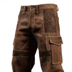 Men's brown multi-pocket cargo trousers for everyday winter wear