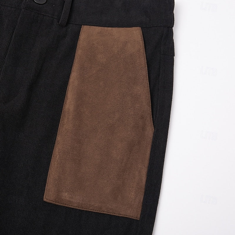 Men's black multi-pocket cargo trousers for everyday winter wear