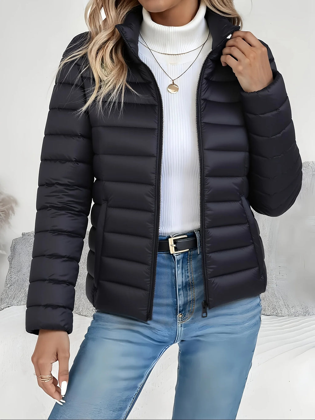 Men's peacock blue lightweight padded jacket for the autumn and winter season