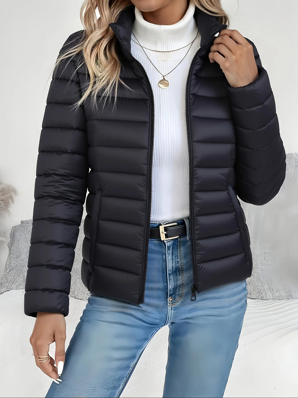 Men's peacock blue lightweight padded jacket for the autumn and winter season