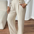 Women's apricot high-rise wide-leg trousers