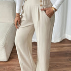 Women's apricot high-rise wide-leg trousers