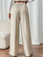 Women's dark grey high-rise wide-leg trousers