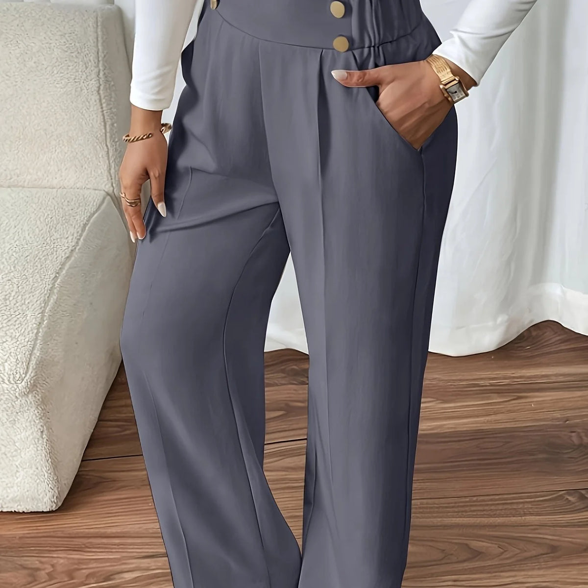 Women's apricot high-rise wide-leg trousers