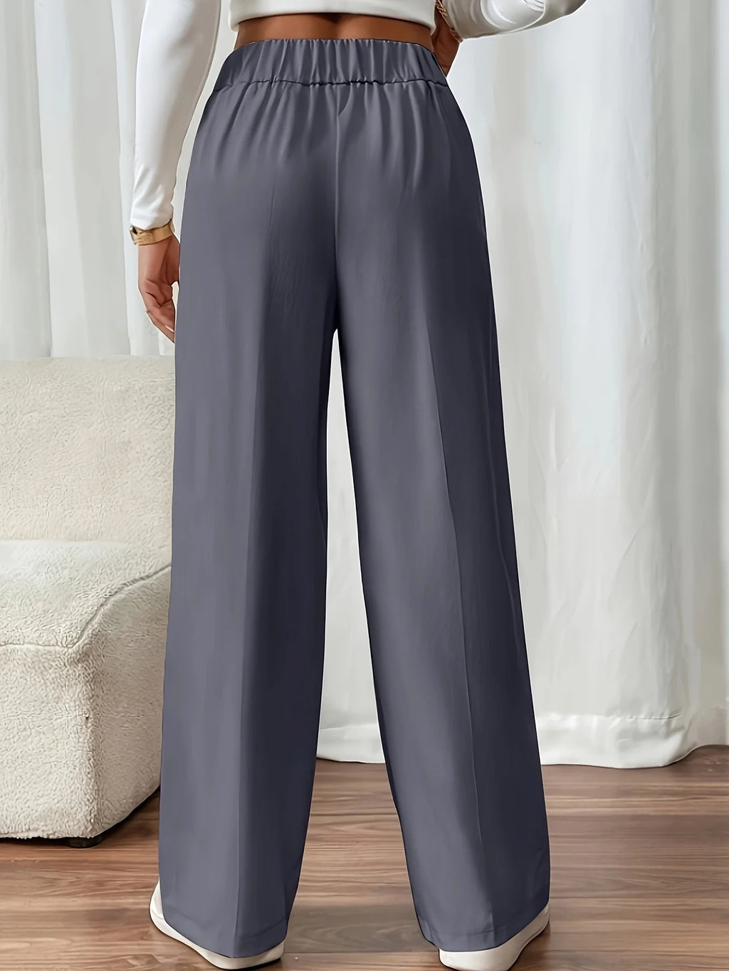 Women's apricot high-rise wide-leg trousers