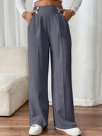 Women's dark grey high-rise wide-leg trousers