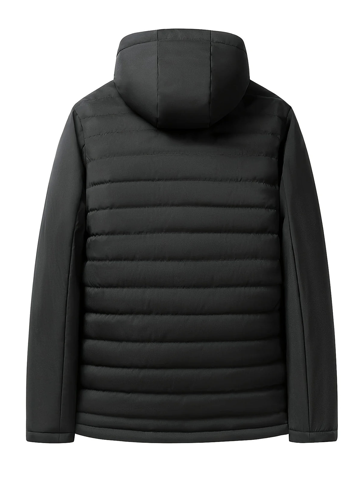 Men's black hooded insulated coat for the colder autumn and winter months