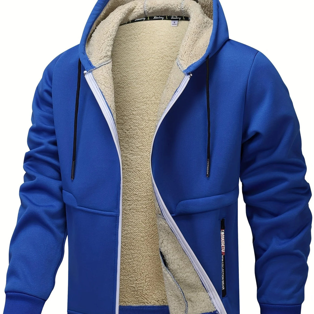 Men's rust cosy hooded zip-up jacket for autumn and winter wear