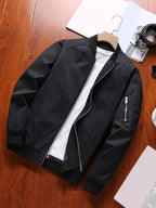 Men's black cropped everyday bomber jacket for autumn and winter wear