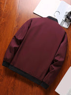 Men's burgundy cropped everyday bomber jacket for autumn and winter wear