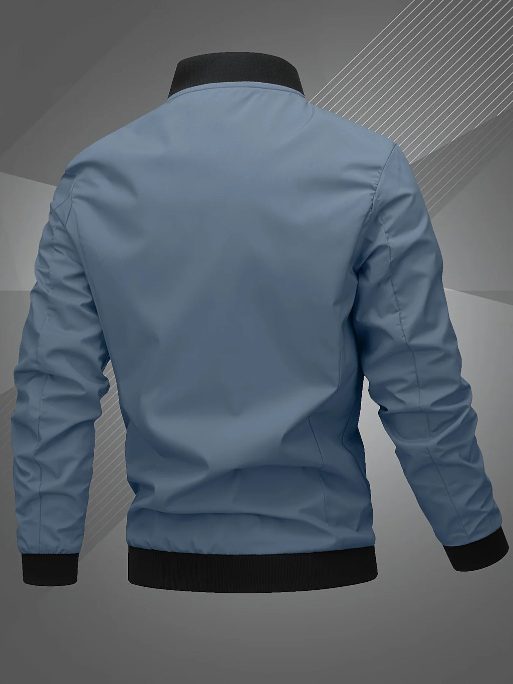 Men's navy blue cropped embroidered baseball jacket in autumn and winter