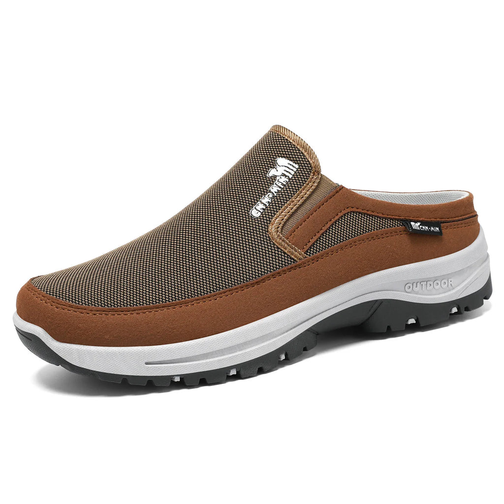 Men's brown slip-on comfort trainers for autumn and winter layering