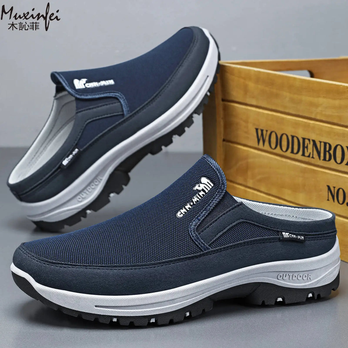 Men's black slip-on comfort trainers for autumn and winter layering