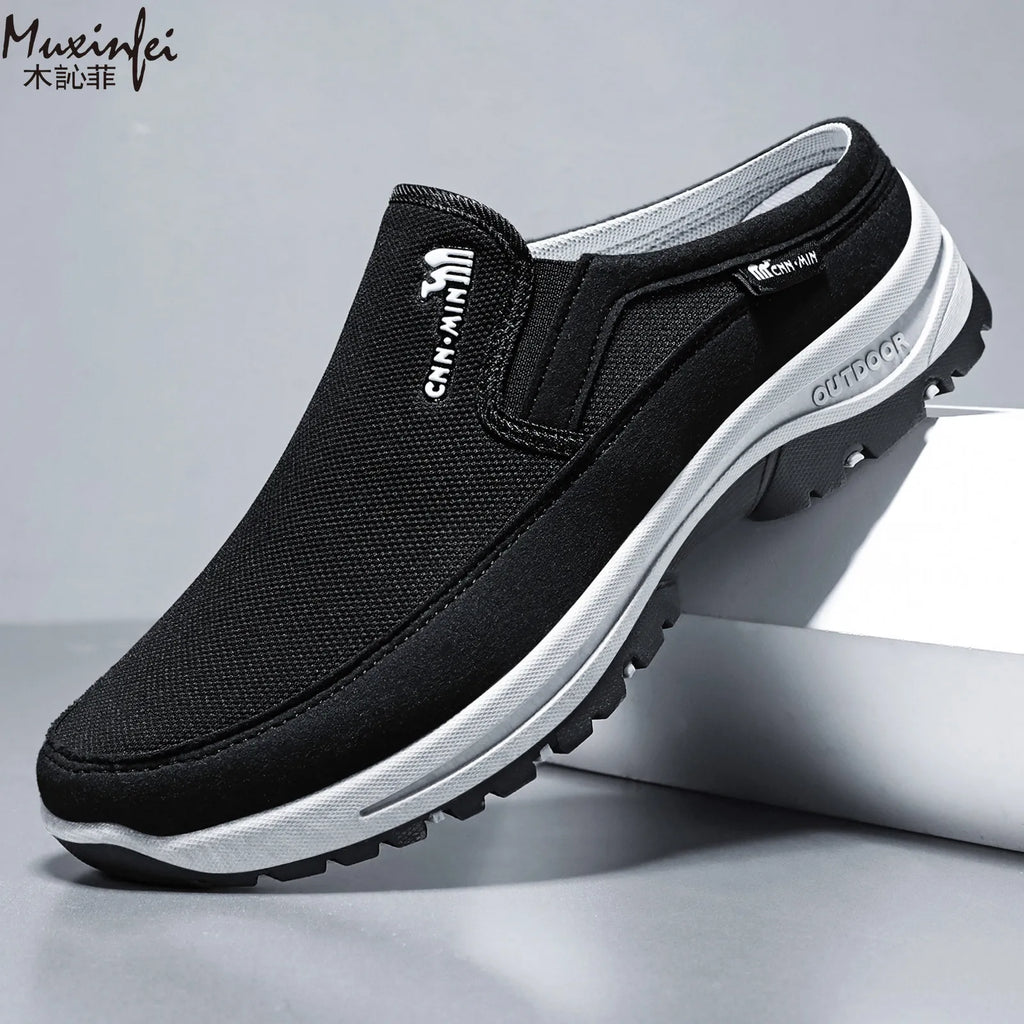 Men's black slip-on comfort trainers for autumn and winter layering