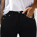 Women's black high-rise skinny jeans for cold autumn and winter days