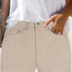 Women's khaki high-rise skinny jeans for cold autumn and winter days