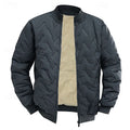 Men's khaki cropped classic quilted bomber jacket for autumn wear