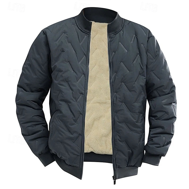Men's khaki cropped classic quilted bomber jacket for autumn wear