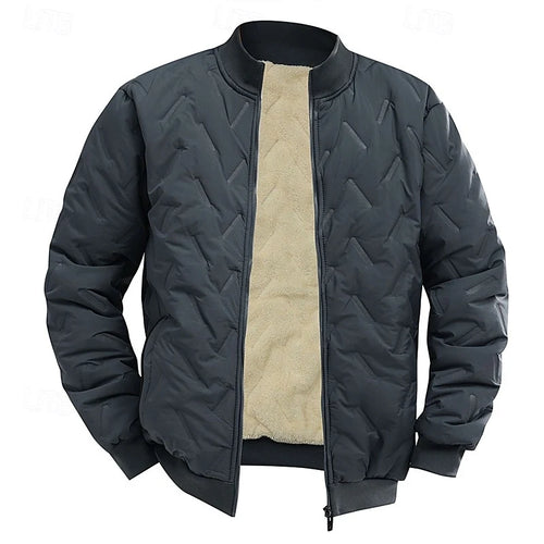Men's khaki cropped classic quilted bomber jacket for autumn wear