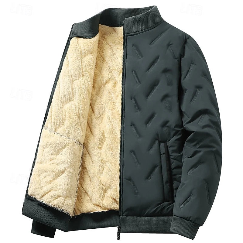 Men's khaki cropped classic quilted bomber jacket for autumn wear