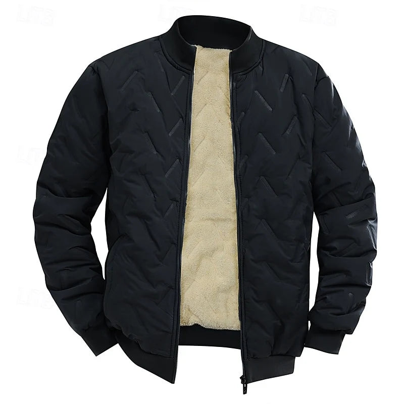 Men's black cropped classic quilted bomber jacket for autumn wear
