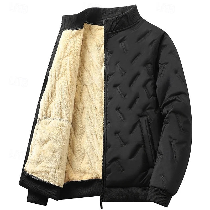 Men's black cropped classic quilted bomber jacket for autumn wear