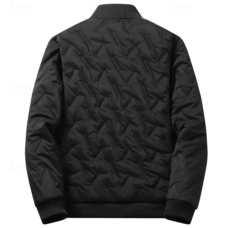 Men's black cropped classic quilted bomber jacket for autumn wear