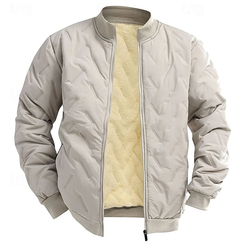 Men's grey cropped classic quilted bomber jacket for autumn wear
