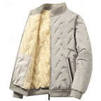 Men's grey cropped classic quilted bomber jacket for autumn wear