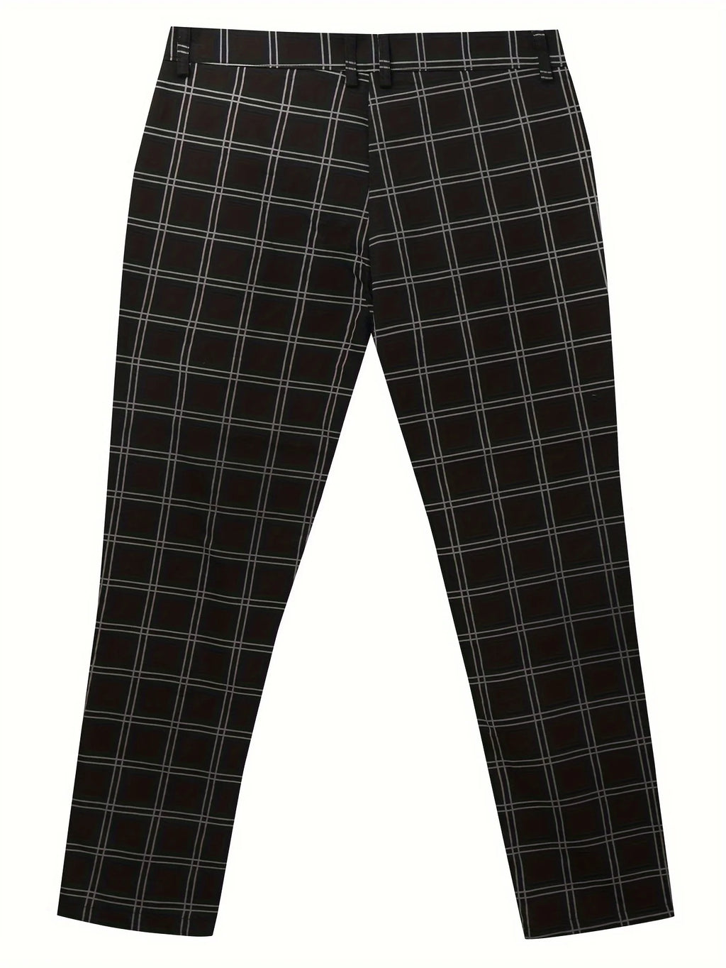 Men's black slim fit checked trousers