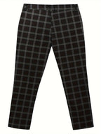 Men's black slim fit checked trousers