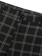 Men's dark grey slim fit checked trousers