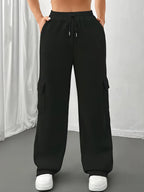 Women's black everyday cargo joggers for chilly autumn and winter days