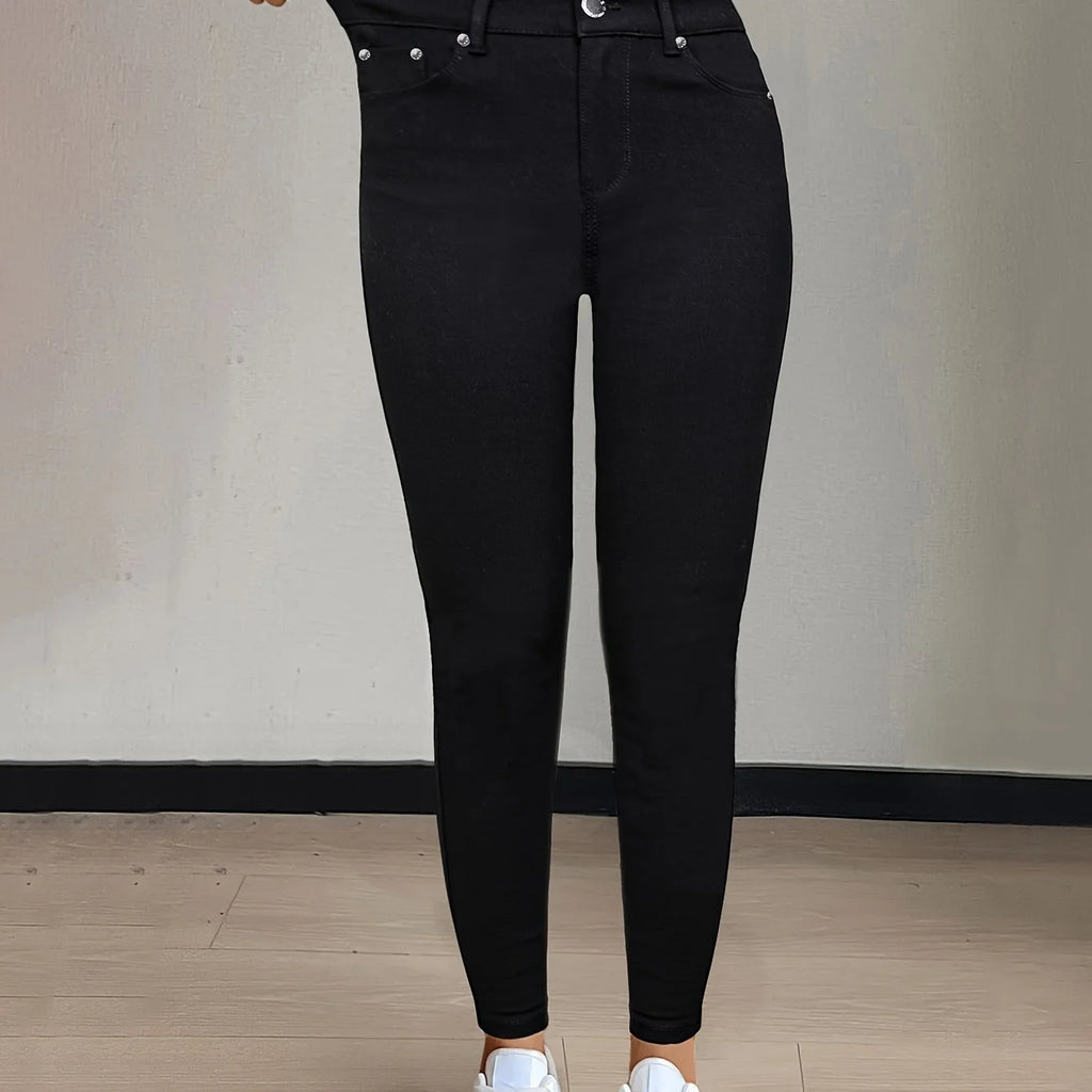 Women's black high-waisted skinny jeans