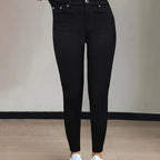 Women's black high-waisted skinny jeans