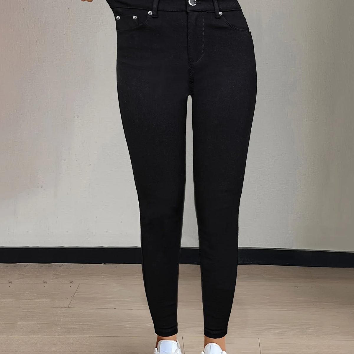 Women's black high-waisted skinny jeans