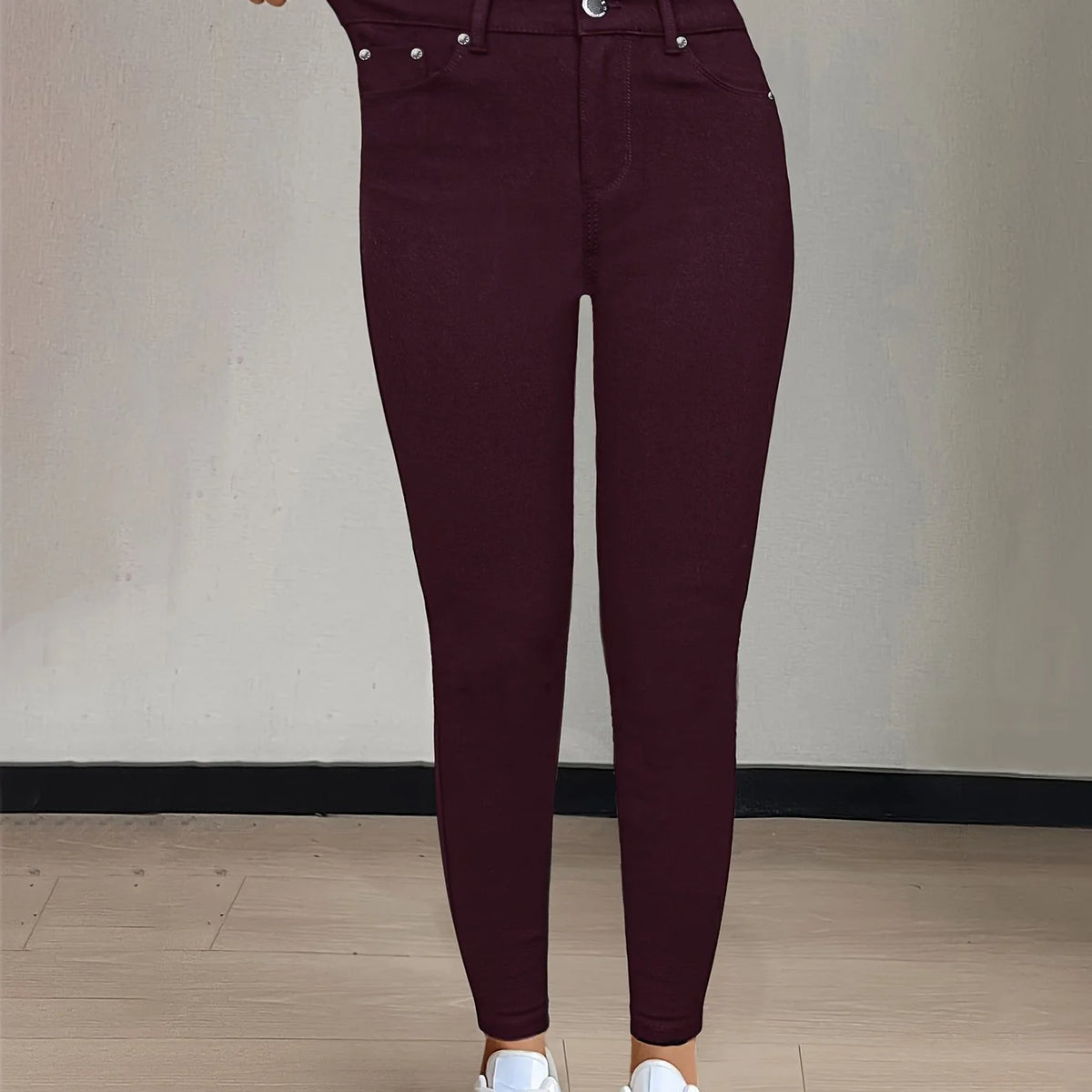 Women's khaki high-waisted skinny jeans