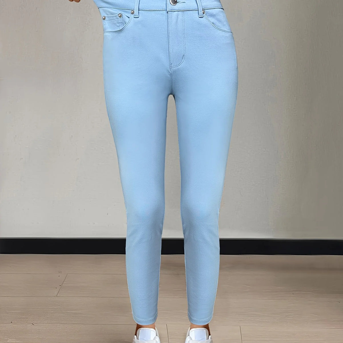 Women's apricot high-waisted skinny jeans