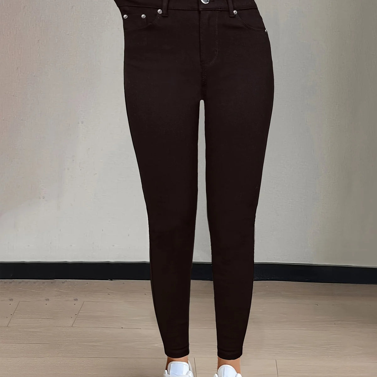 Women's dark grey high-waisted skinny jeans