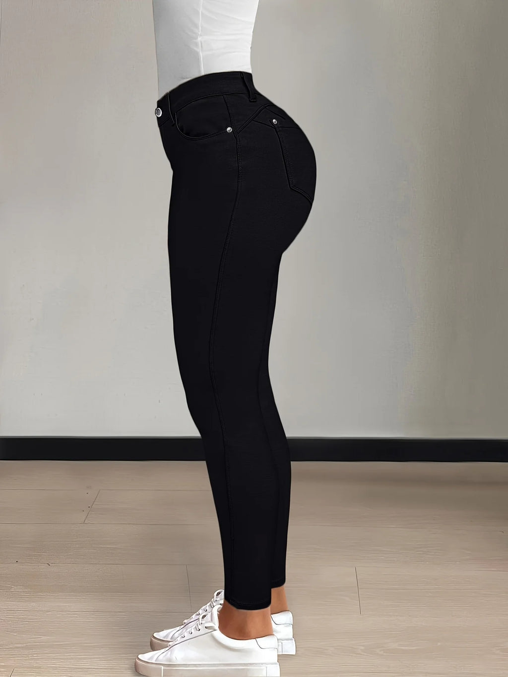 Women's khaki high-waisted skinny jeans