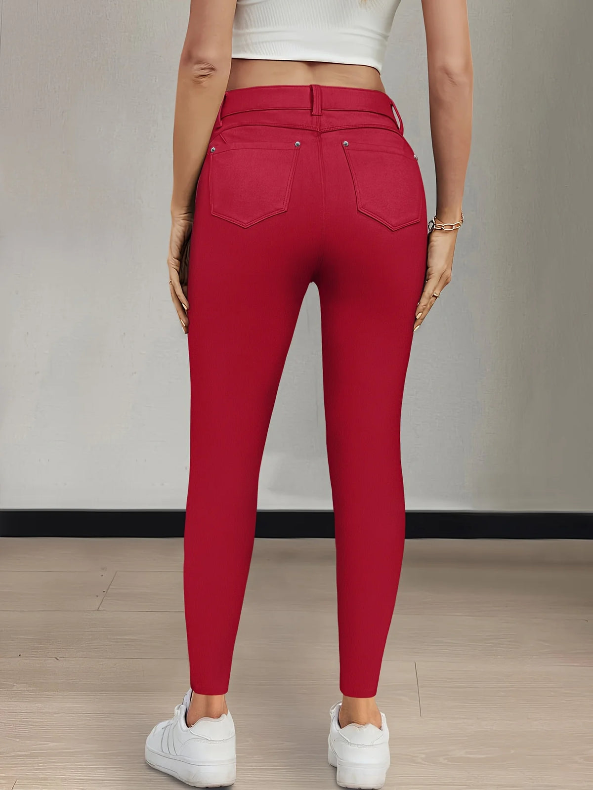 Women's dark brown high-waisted skinny jeans