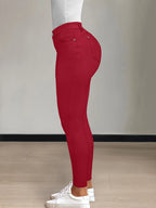 Women's white high-waisted skinny jeans