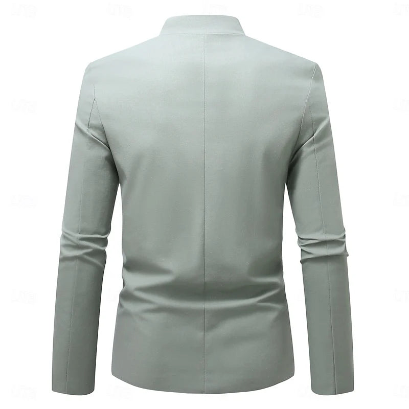 Men's green mandarin-collar jacket for chilly autumn and winter days